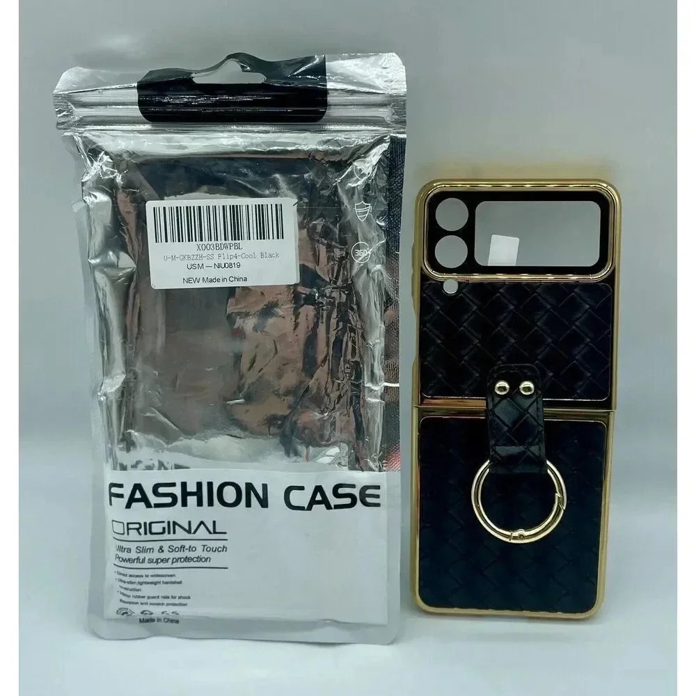 SHIELD Case‎ For Samsung Galaxy Z Flip 4 Weave Fabric Business Style Cool Black